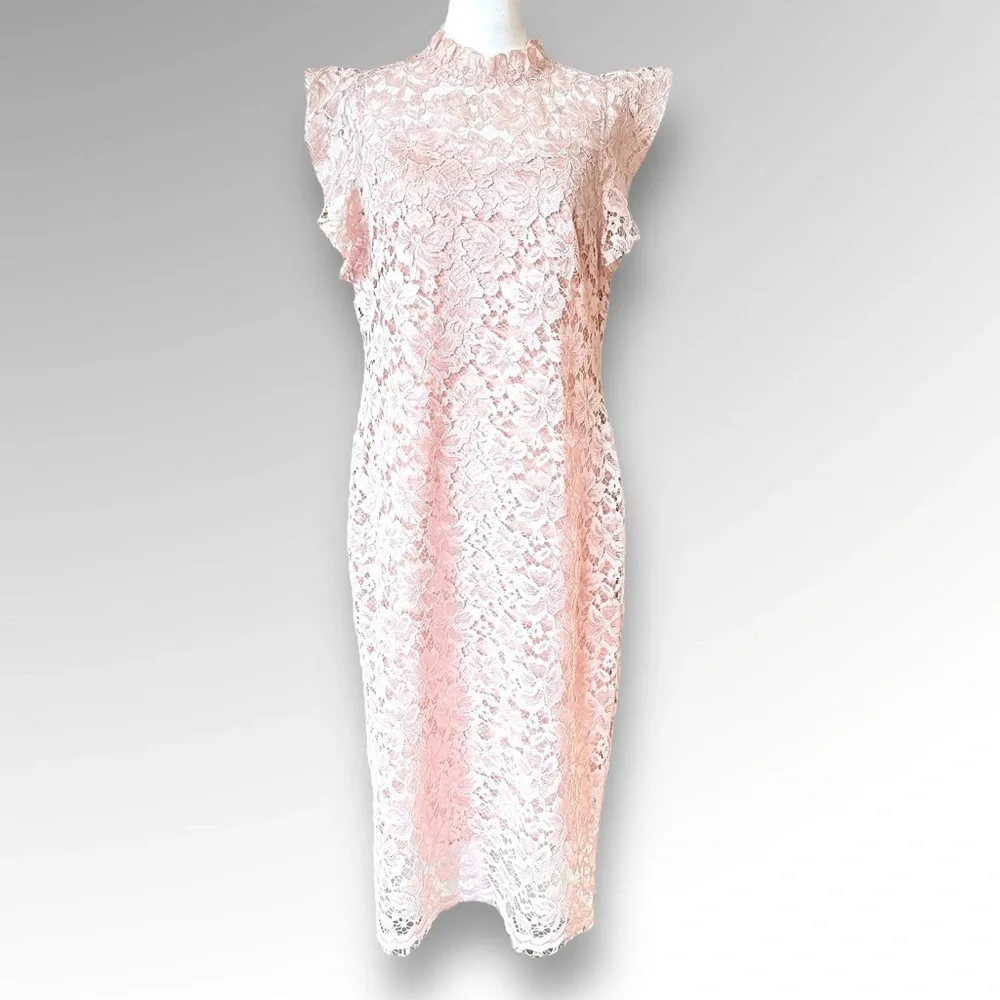 Enfocus Studio Pink Lace Sleeveless Midi Dress Size 12